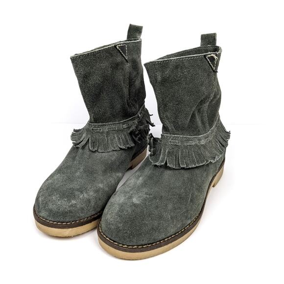 Coolway Grey Afra Fringe Suede Leather Bohemian Boots Size 8 - Picture 2 of 9
